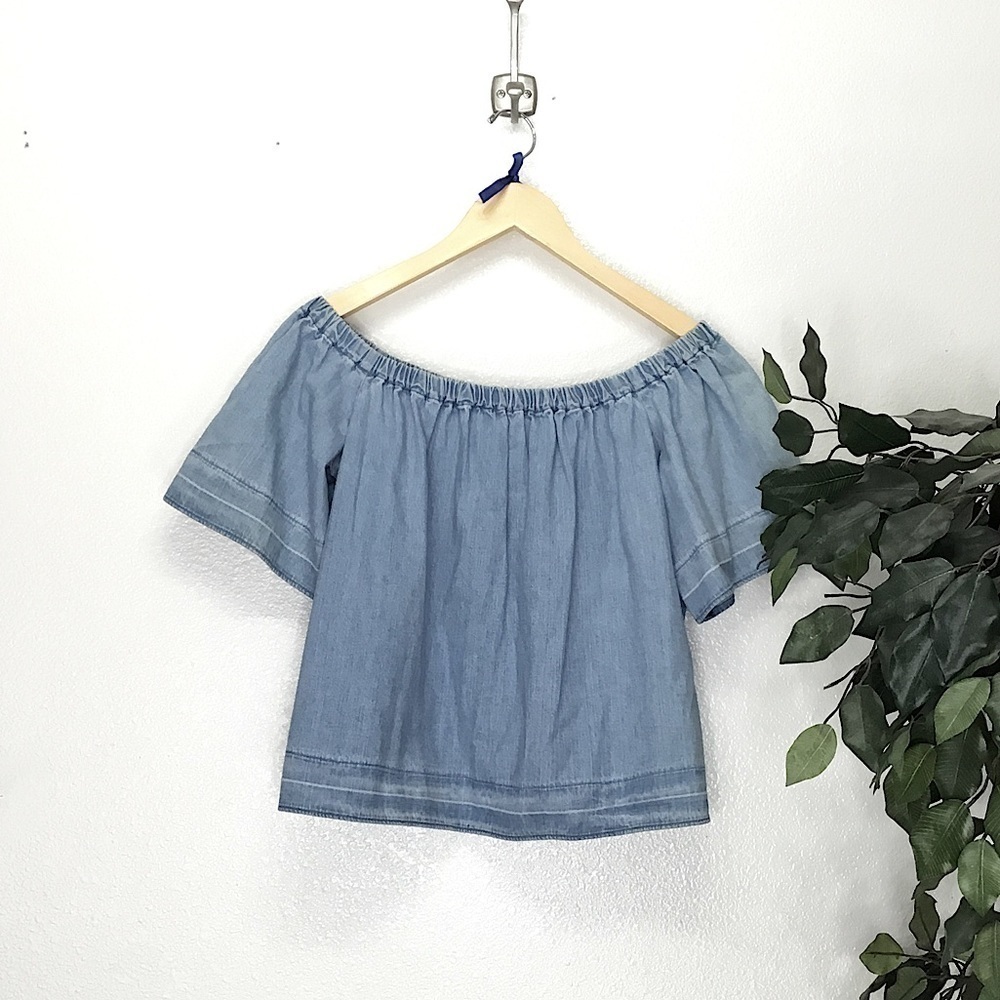NWT Adriano Goldschmied Denim Off Shoulder Top